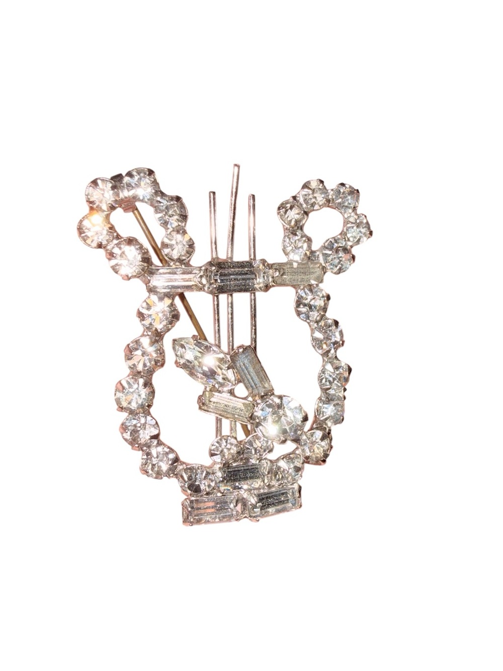 Vintage ORA (Agnini & Singer) Rhinestone Lyre / Harp Brooch